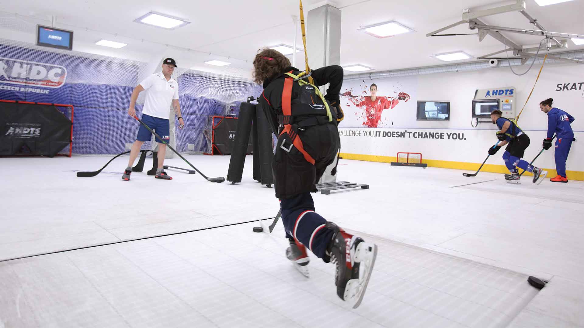 training on a skating treadmill