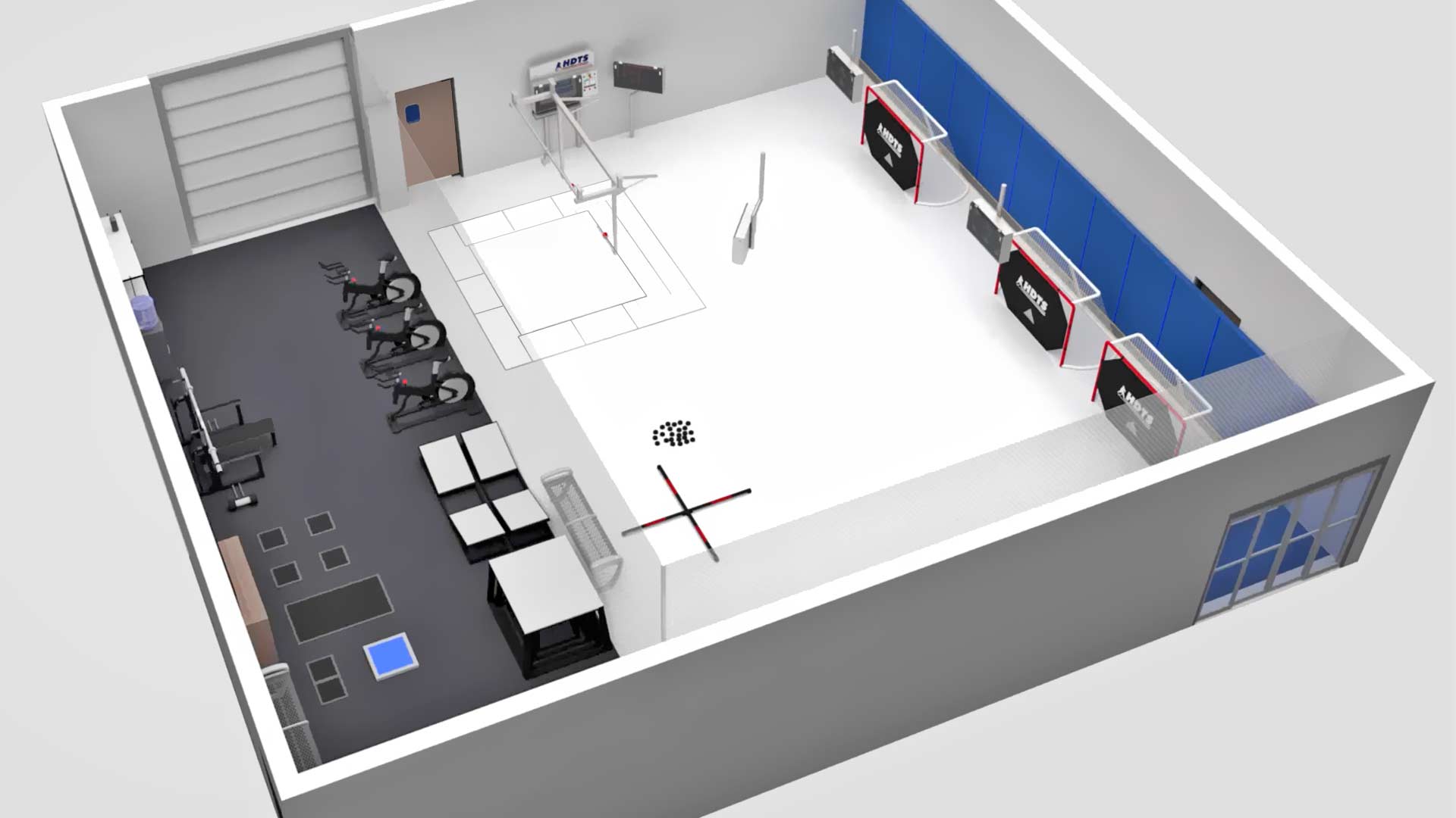 hockey diagnostic training center with various training zones by HDTS