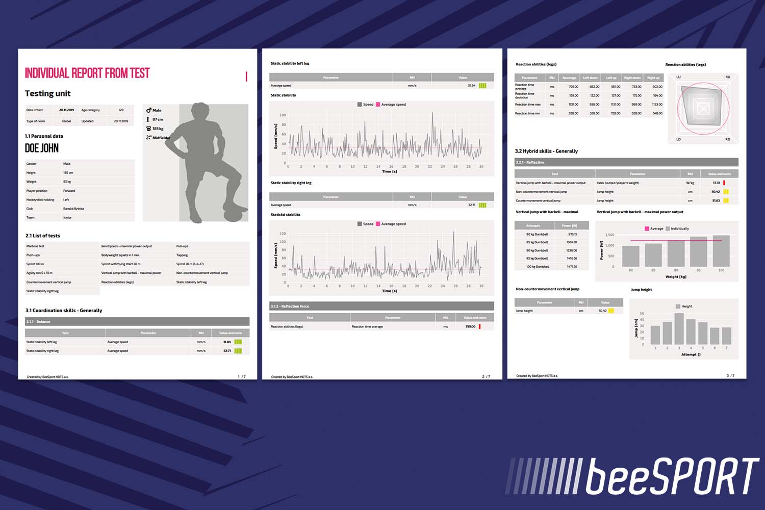 All reports in beeSport Reporter come in easy to understand, customizable interface.