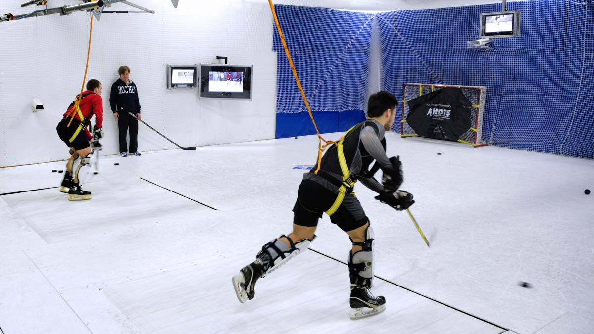 Synthetic Ice in the Fusion Skating Zone with hockey treadmill